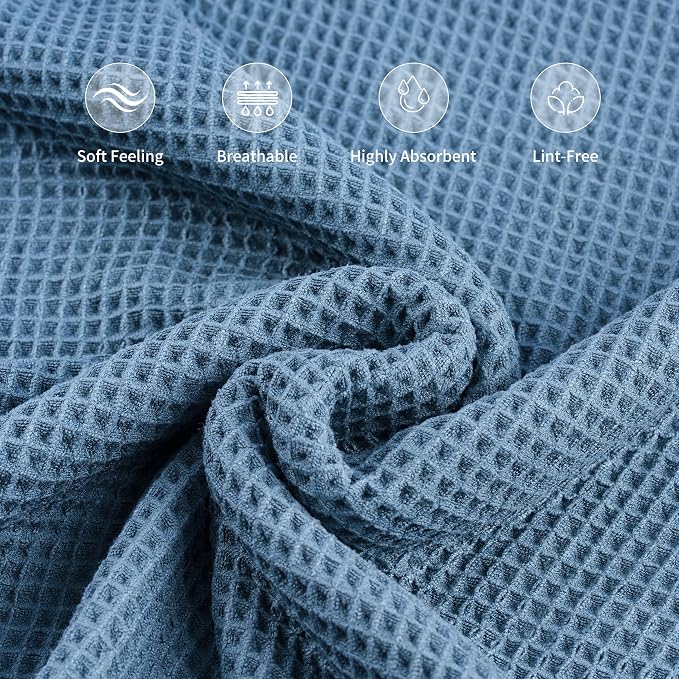 MICROFI Microfiber Waffle Bath Sheet, Quick Dry, Lint Free, 40 x 80 inches (101.6 x 203.2 cm), 1 Count, 430 GSM (Blue)