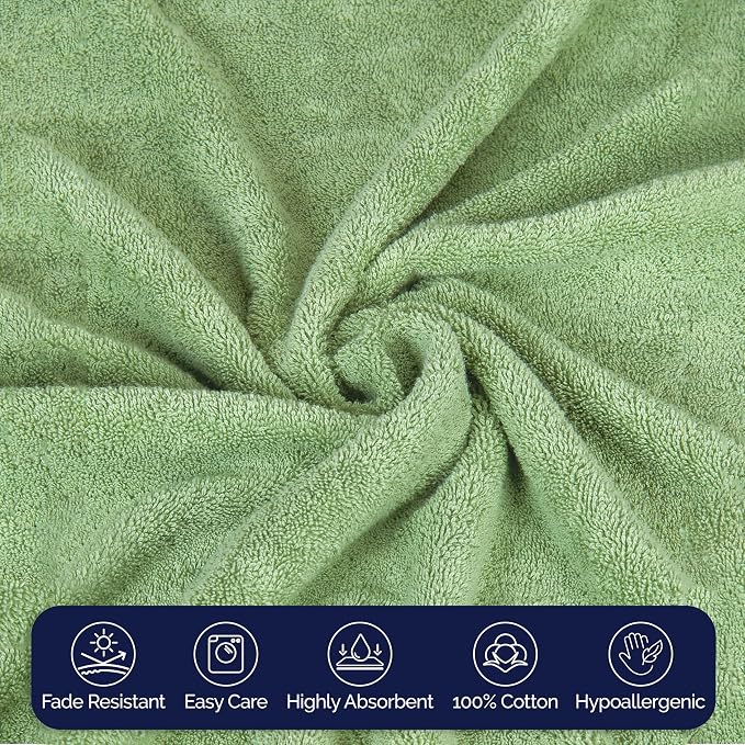 Elegant Comfort Premium Turkish Cotton 4 Pack Hand Towel Set - 16 x 28 inch, Luxurious Hotel Spa Quality 100% Turkish Cotton 4PC Hand Towel Set - Highly Absorbent - Soft Bathroom Towels, Sage
