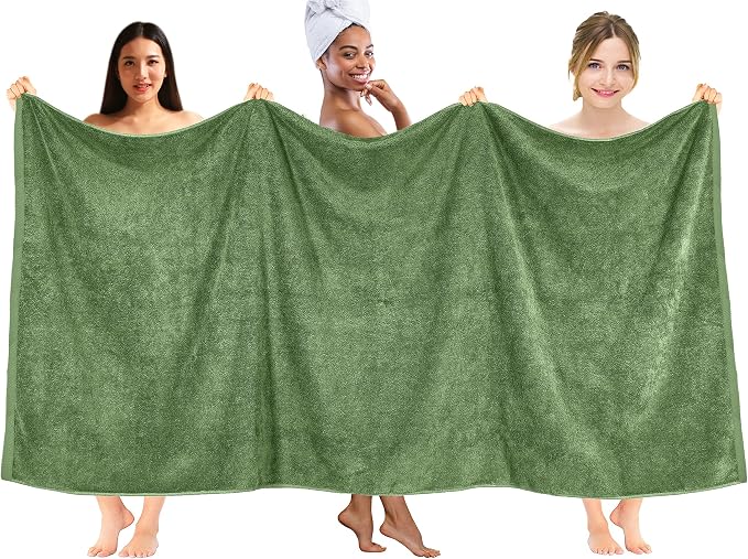DAN RIVER Pack of 1 Jumbo Bath Sheet 40x80 Inches, Extra Large Quick Dry Bath Towels for Bathroom, Soft Absorbent Towels - Sage Green