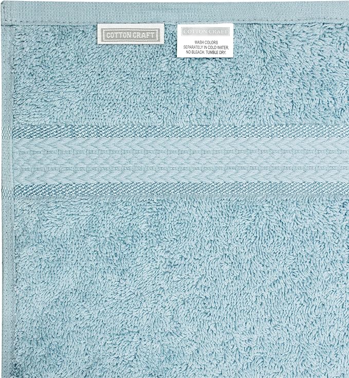 COTTON CRAFT Ultra Soft Bath Sheets - 2 Pack - 35 x 70 - Absorbent Quick Dry Everyday Luxury Hotel Bathroom Spa Gym Shower Beach Pool Travel Dorm - 100% Cotton - 580 GSM - Easy Care - Light Blue