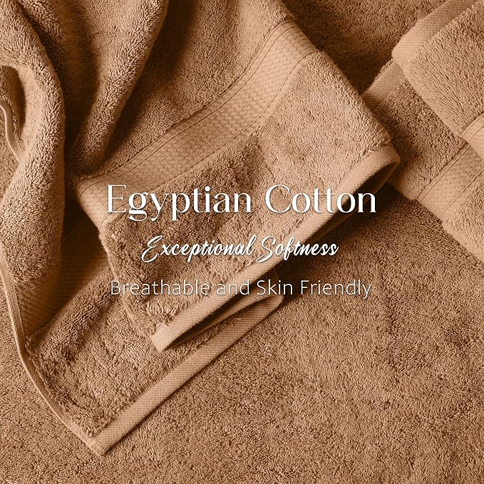 SUPERIOR Egyptian Cotton Ultra Plush & Absorbent, 6 Piece Set, Rust | Quick Dry, Soft Luxury Towel Set, Bath Essentials, Guest Bath, Spa, 2 Bath, 2 Hand, 2 Face Towels, Madeline Towels