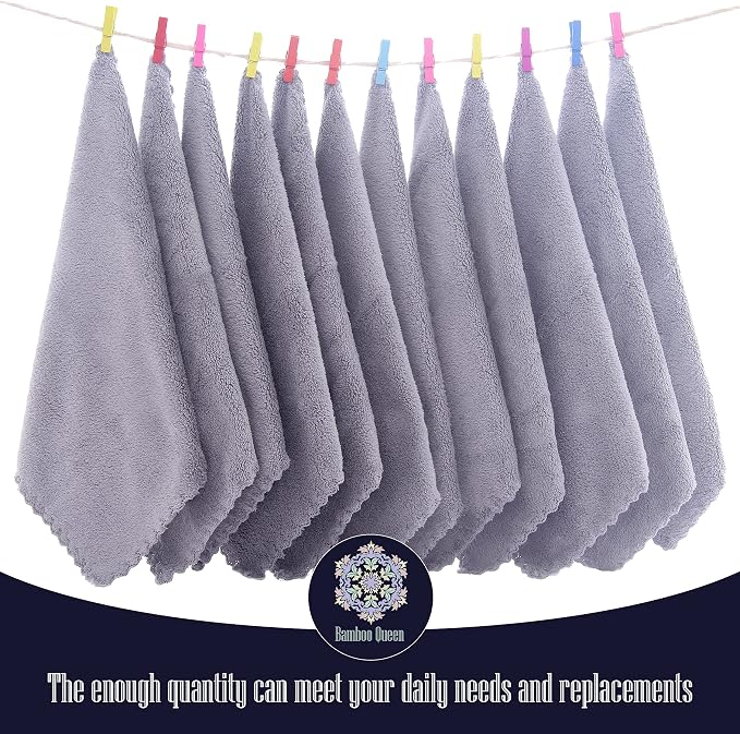 16 Pack Baby Washcloths - Luxury Coral Fleece - Extra Absorbent and Soft Wash Clothes for Newborn, Infants and Toddlers - Suitable for Sensitive Skin and New Born - Baby Shower - Light Grey,10x10 Inch