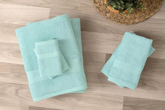 Nine West 6 Piece Towel Set, 100% Turkish Cotton Terry Cloth, Quick Drying, Highly Absorbent & Comfy, Includes 2 Bath Towels, 2 Hand Towels & 2 Washcloths | (Green)