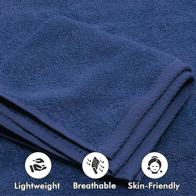 Bath Towels Set of 8 – 100% Cotton (Royal Blue) Bathroom Towel Set Bale Includes 2 Bath, 2 Hand, 4 Face Towels – Soft, Absorbent & Quick Dry Towel for Bathroom, Spa, Kitchen, Hotel Use