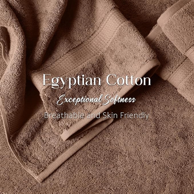 SUPERIOR Egyptian Cotton Ultra Plush & Absorbent, 6 Piece Set, Chocolate | Quick Dry, Soft Luxury Towel Set, Bath Essentials, Guest Bath, Spa, 2 Bath, 2 Hand, 2 Face Towels, Madeline Towels