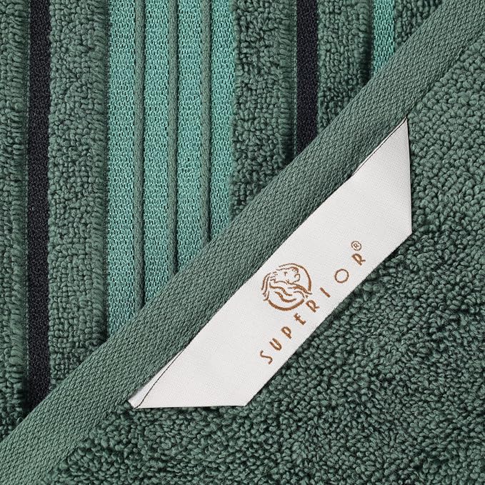 Superior Cotton 6 Piece Towel Set, 2 Bath, 2 Hand, 2 Washcloth/Face Towels, Quick Dry, Home Essentials, Shower, Spa, Luxury Plush Soft Absorbent Towels, Zero-Twist, Solid, Forest Green