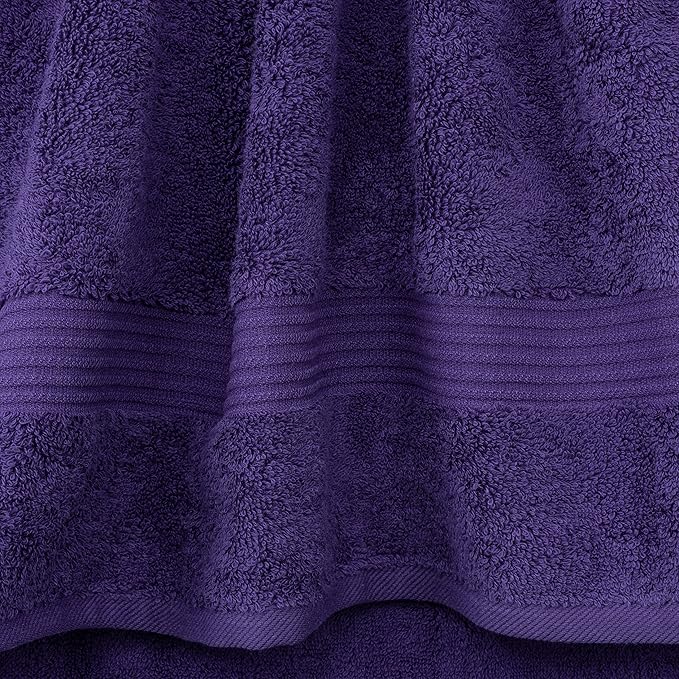 Cotton Paradise 100% Cotton Turkish Towel Set, Soft Absorbent Quick Dry, 4 Piece Hand Towel Set, Violet Purple