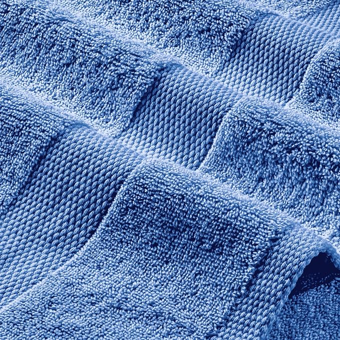 White Classic Light Blue Hand Towels for Bathroom [6 Pack] Cotton Hand Towel Bulk for Gym, Kitchen and Spa, 16x27 Inches Soft Highly Absorbent Quick Dry Terry Salon Towels