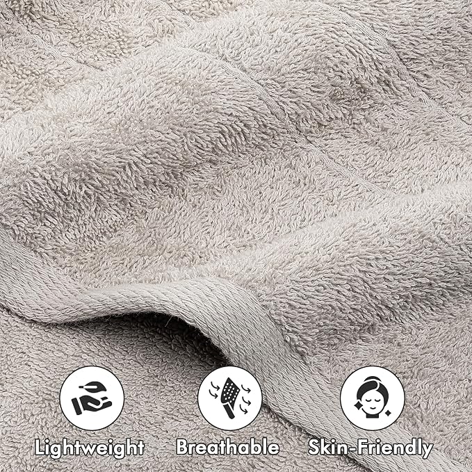 Bath Sheets – 550 GSM Extra Large Bathroom Sheet Set – Pack of 2 Jumbo Towels Light Grey (71x35in) – 100% Ring Spun Cotton Soft Quick Dry Large Bath Towels for Adults Hotel Spa Bathroom Use