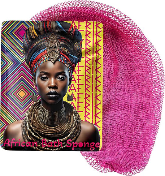 African Net Sponge, Premium Authentic Exfoliating Body Scrubber, Extra Long Stretch Bath Sponge for Shower, Deep Exfoliating Washcloth for Smooth Skin, 1 Pack (Camelia)