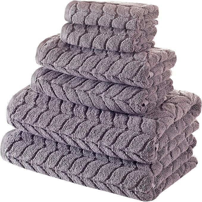 BAGNO MILANO Turkish Cotton Bath Towels, Hand Towels - Soft Plush Jacquard Collection - Highly Absorbent Towel Set (Grey, 4 Pcs Hand Towel Set)