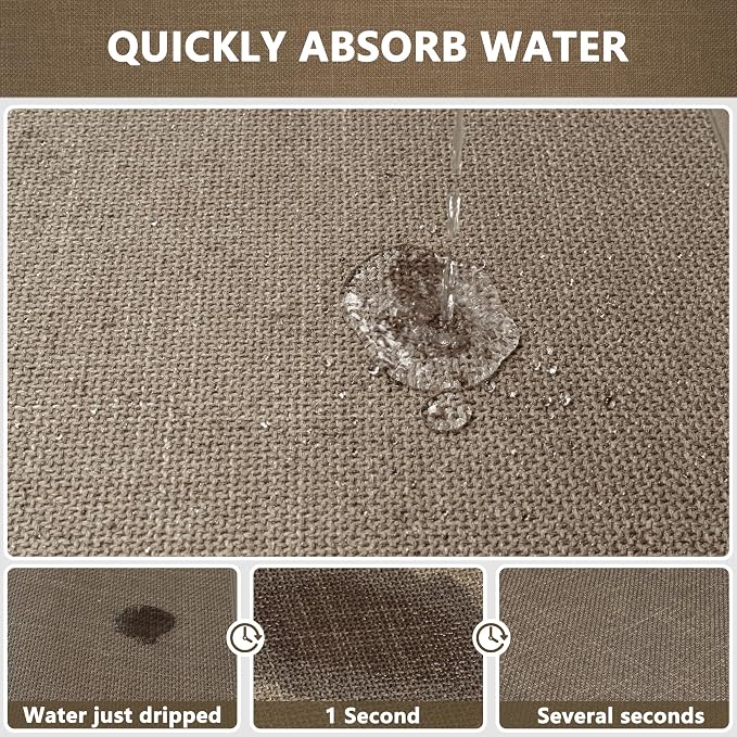 Ultra Thin Bathroom Rugs Non Slip Bath Mat 17" x 32", Bathroom Mat Quick Dry Machine Washable Rugs Perfect for Shower, Camel