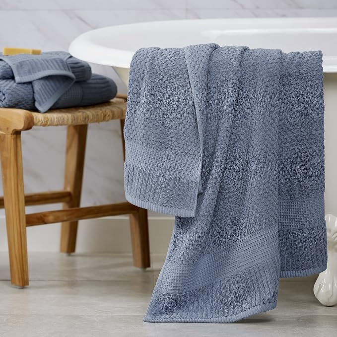 NY Loft 100% Cotton 6-Pack Hand Towel Set | Flint | Oeko-TEX | Quick-Dry | Six 16" x 28" Hand Towels | Super Absorbent | Designer-Styled Texture
