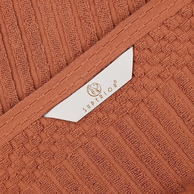 Superior Cotton Bath Sheet Set of 2, Daily Use for Bathroom, Guest Bath, Quick Dry, Spa, Resort Towels, Ribbed, Absorbent, Home Essentials, 2-Piece Oversized Bath Sheets, Soho Collection, Rust