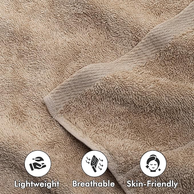 100% Ring Spun Cotton Hand Towels for Bathroom – 550 GSM Soft & Absorbent Towel Set– Pack of 6 Small Towel (34x20in) – Quick Dry Luxury Cotton Hand Towels – Beige