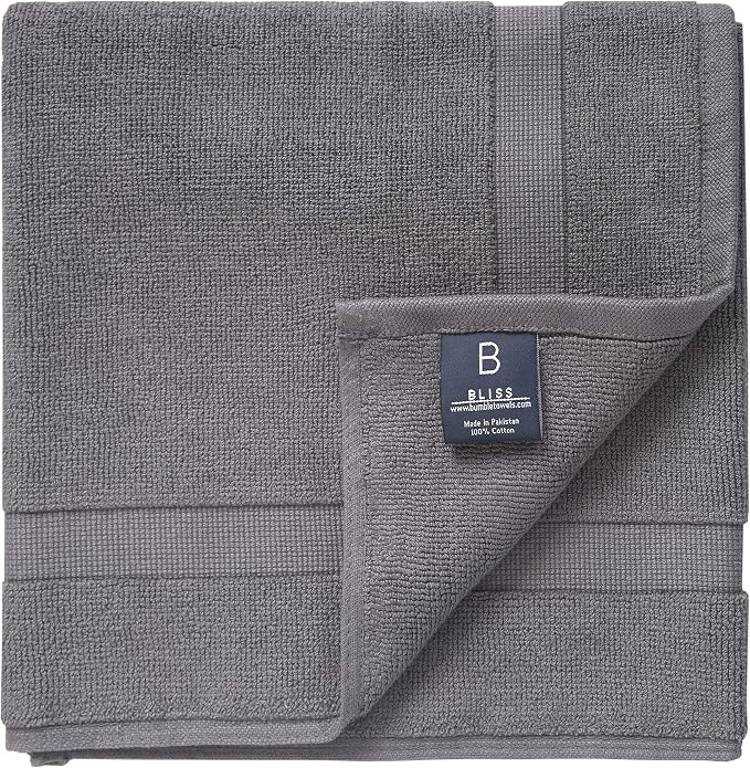 Bumble Towels Bliss Luxury 2 Pack Banded Bath Mats - 22" x 34" - Premium Quality Bath Mat Set - 1000 GSM - Soft Combed Cotton, Absorbent (Slate)