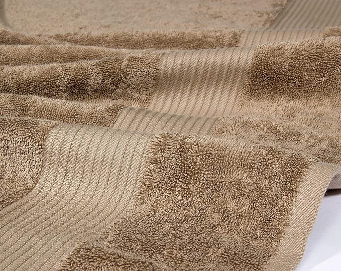 Luxury Oversized Bath Towels | 650 GSM, 34" x 56" | Hotel Quality, Soft & Highly Absorbent | Quick Dry, Thick, Combed Cotton Bathroom Towels | Mocha - 4 Pack