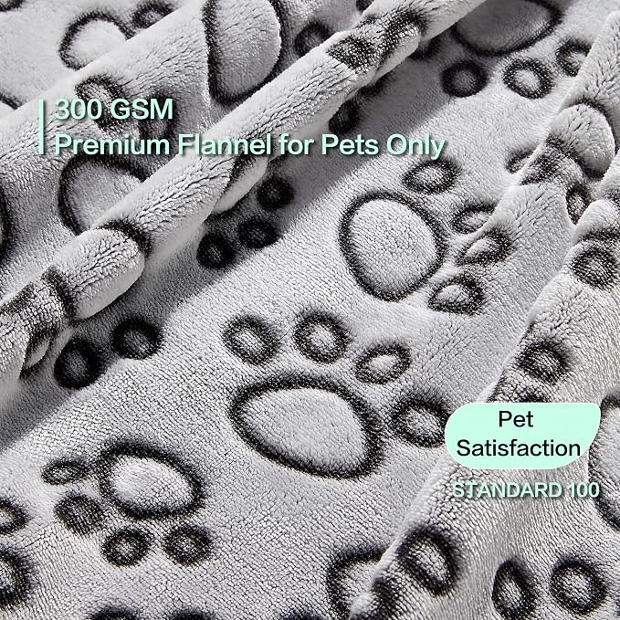 Stuffed Premium Soft Dog Blanket, with Flannel Grey Cute Paw Print, 43 * 66 inches Medium Large Size, Self Warming Cat Blanket Puppy Supplies Dog Products Stuff Essentials
