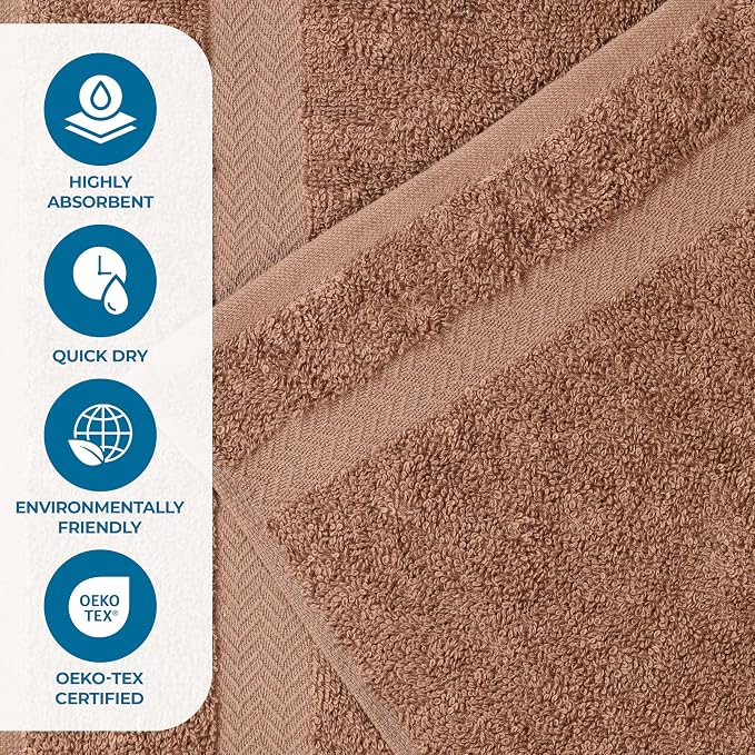 Superior 8-Piece Cotton Hand Towel Set, Small Towels for Fast Dry, Home Essentials, Bathroom Decor, Face, Body, Spa, Resort, Gym, Lightweight, Soft, House Accessories, Franklin Collection, Latte