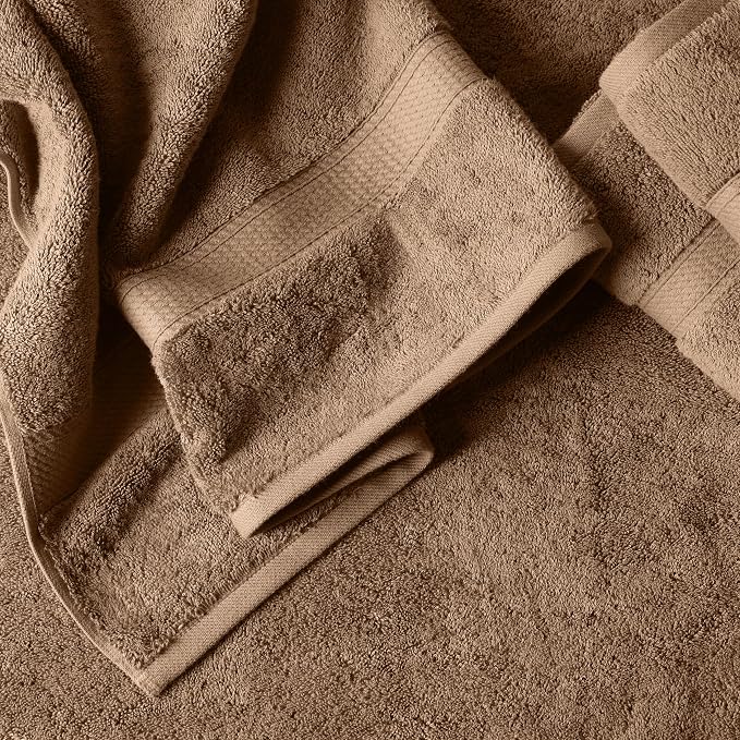 SUPERIOR Egyptian Cotton Ultra Plush & Absorbent, 6 Piece Set, Latte | Quick Dry, Soft Luxury Towel Set, Bath Essentials, Guest Bath, Spa, 2 Bath, 2 Hand, 2 Face Towels, Madeline Towels