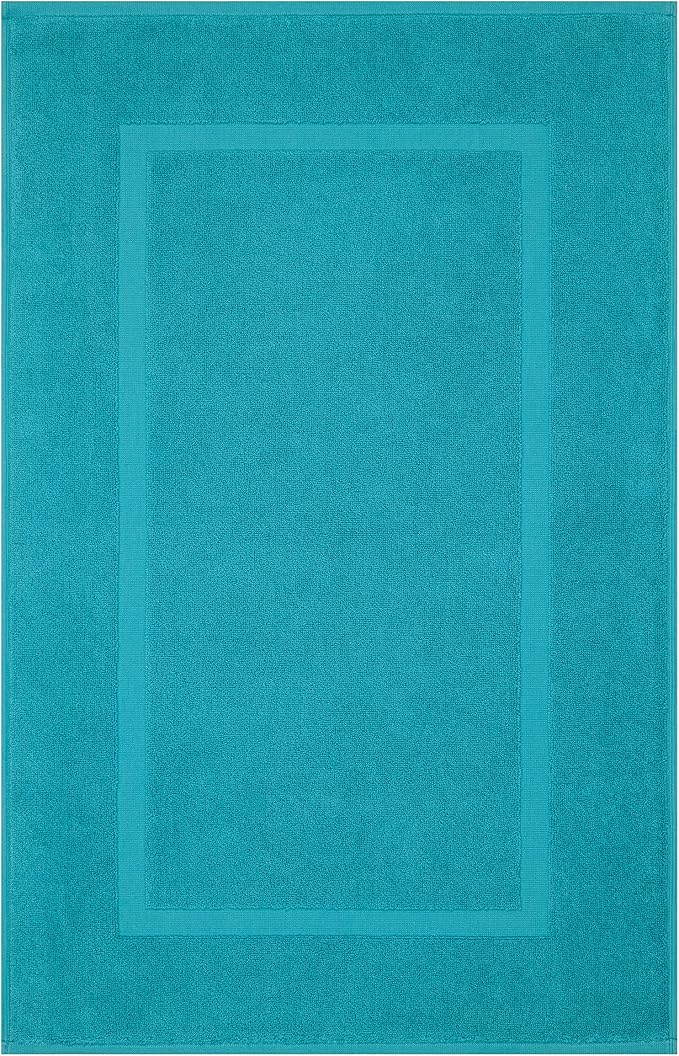 Cotton Paradise 100% Cotton Turkish Bathmat Set, Soft Absorbent Quick Dry, 2 Piece 20x34 Bathmat Floor Set, Ocean Aqua