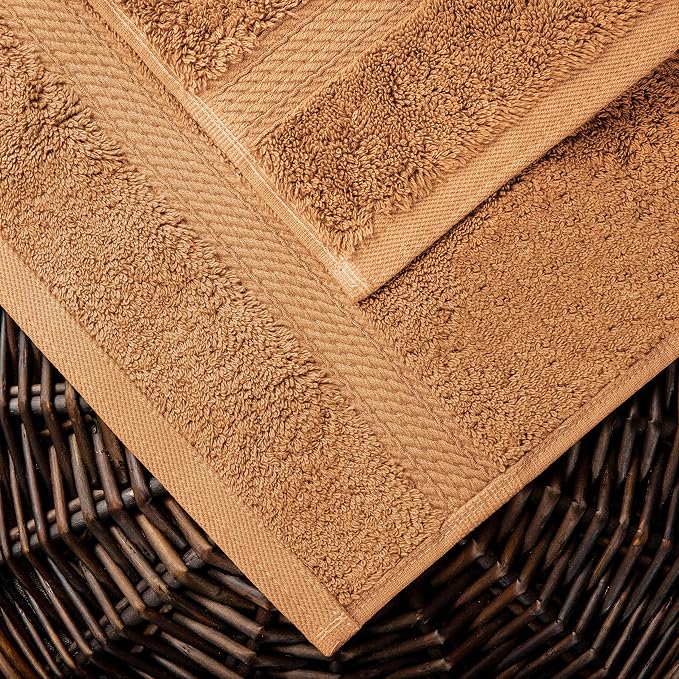 SUPERIOR Egyptian Cotton Ultra Plush & Absorbent, 10 Piece Set, Rust | Quick Dry, Soft Luxury Towel Set, Bath Essentials, Guest Bath, Spa, 2 Bath, 4 Hand, 4 Face Towels, Madeline Towels