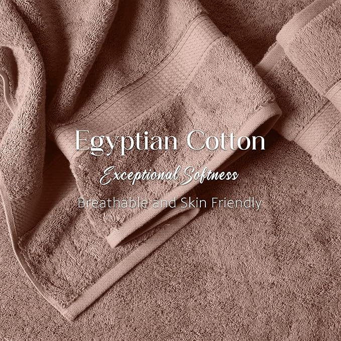 Superior Egyptian Cotton Ultra Plush & Absorbent, 6 Piece Set, Muted Mauve | Quick Dry, Soft Luxury Towel Set, Bath Essentials, Guest Bath, Spa, 2 Bath, 2 Hand, 2 Face Towels, Madeline Towels