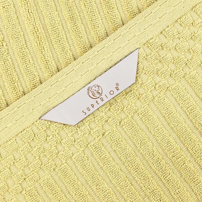 Superior Cotton 8-Piece Solid and Ribbed Towel Set, Face Towels 13” x 13”, Hand Towels 16” x 28”, Bath Towels 27” x 54”, Golden Mist
