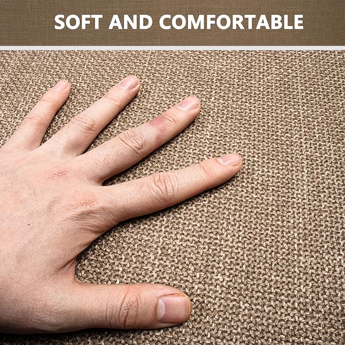 Non Slip Bath Mat with Rubber-Backing Thin Bathroom Rugs Fit Under Door Machine Washable Quick Dry Camel Small Toilet Rug, 17" x 24"
