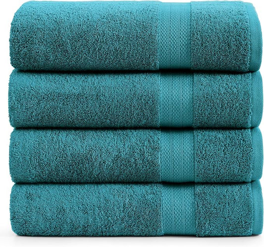 LANE LINEN 100% Luxury Cotton Bath Sheets (35"x66") - 4 Piece - Fade Resistant, Machine Washable, Soft & Highly Absorbent - Eco Friendly, Extra Large Bathroom Towels Sets - Ideal for Guests - Sea Port