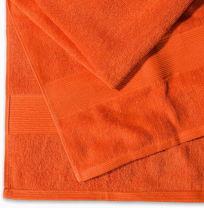 Belizzi Home Premium Cotton Oversized 2 Pack Bath Sheet 35x70-100% Pure Cotton - Ideal for Everyday use - Ultra Soft & Highly Absorbent - Machine Washable - Orange
