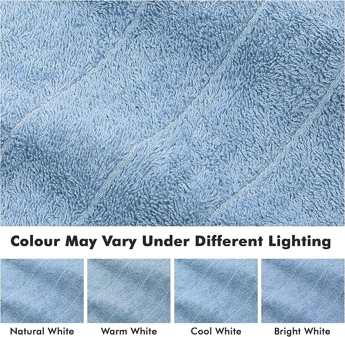 Bath Towels Set of 8 – 100% Ring Spun Cotton (Sky Blue) Bathroom Towel Set Bale Includes 2 Bath, 2 Hand, 4 Face Towels – 550 GSM Soft, Absorbent & Quick Dry Towel for Bathroom, Spa, Kitchen, Hotel Use