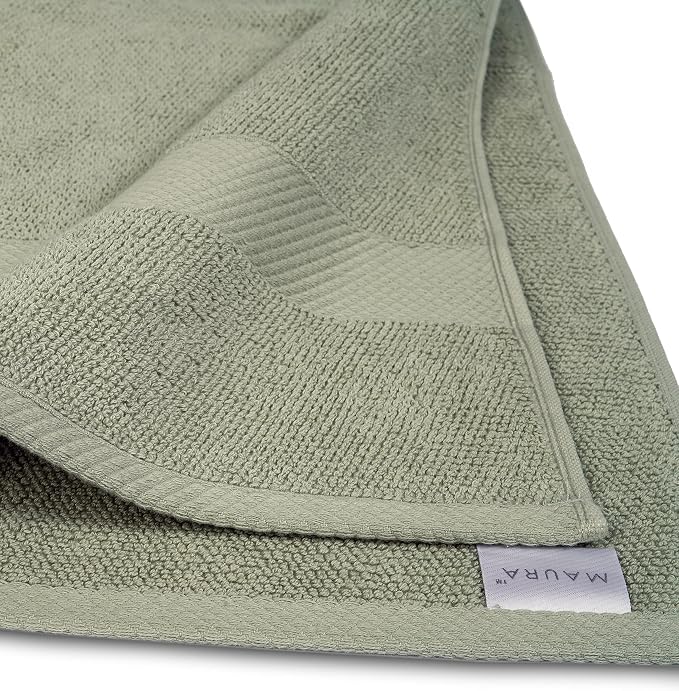 MAURA Premium Washcloths Set 100% Cotton. 4 Piece Ultra Absorbent Quick Dry Soft Terry Wash Clothes for Bathroom, Hotel and Spa Quality, Sage Green