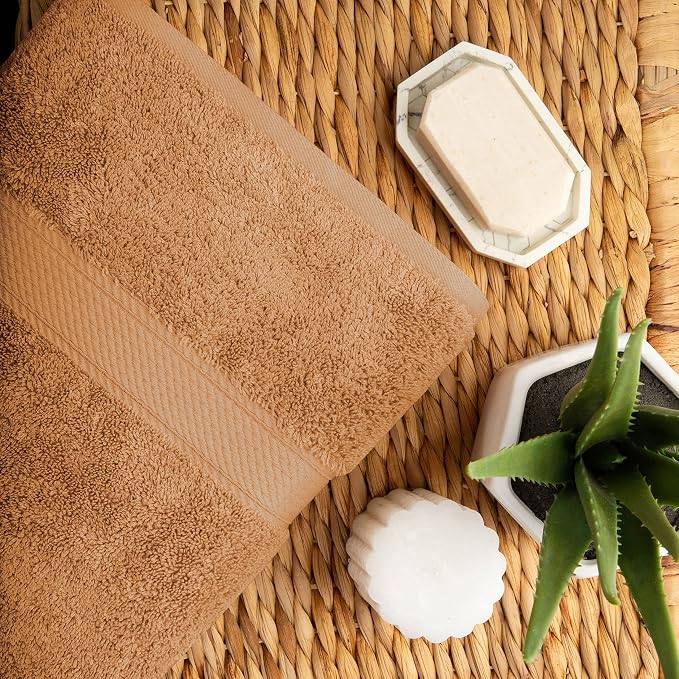 SUPERIOR Egyptian Cotton Ultra Plush & Absorbent, 10 Piece Set, Rust | Quick Dry, Soft Luxury Towel Set, Bath Essentials, Guest Bath, Spa, 2 Bath, 4 Hand, 4 Face Towels, Madeline Towels