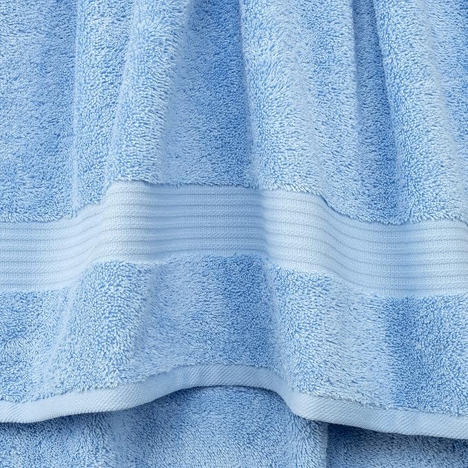 Cotton Paradise 100% Cotton Turkish Towel Set, Soft Absorbent Quick Dry, 4 Piece Washcloth Set, Sky Blue