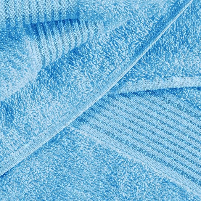 Belizzi Home Cotton 2 Pack Oversized Bath Towel Set 28x55 inches, Large Bath Towels, Ultra Absorbant Compact Quickdry & Lightweight Towel, Ideal for Gym Travel Camp Pool - Sky Blue