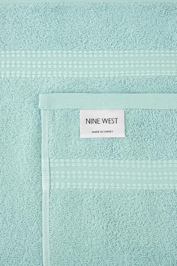 Nine West 6 Piece Towel Set, 100% Turkish Cotton Terry Cloth, Quick Drying, Highly Absorbent & Comfy, Includes 2 Bath Towels, 2 Hand Towels & 2 Washcloths | (Green)
