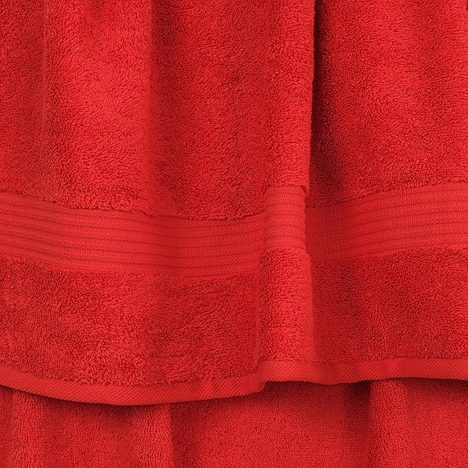 Cotton Paradise 100% Cotton Turkish Towel Set, Soft Absorbent Quick Dry, 4 Piece Hand Towel Set, Red