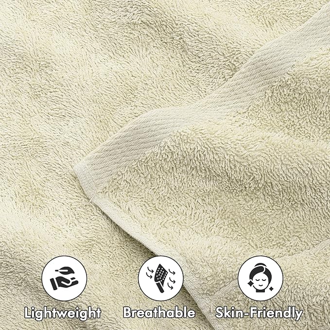 100% Ring Spun Cotton Hand Towels for Bathroom – 550 GSM Soft & Absorbent Towel Set– Pack of 6 Small Towel (34x20in) – Quick Dry Luxury Cotton Hand Towels – Ivory