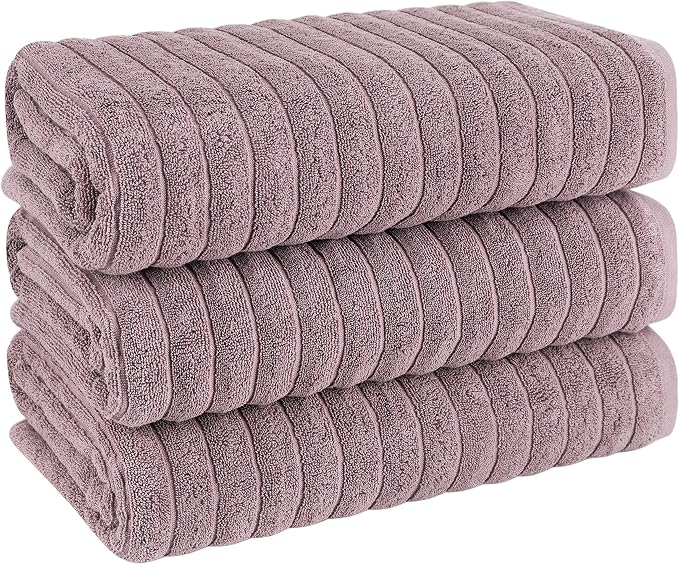 Classic Turkish Towels CTT - Luxury 3 Piece Jumbo Bath Sheets, 100% Turkish Cotton, Absorbent & Ultra Comfy Bath Towel Sheets for Hotels & Spa | 40"x65" (Mauve)