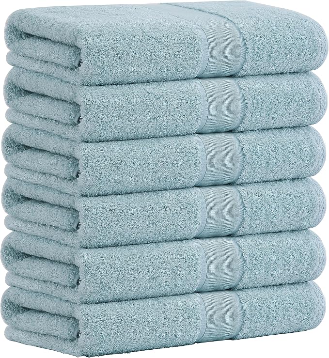 Aibaser Viscose from Bamboo and Cotton Bath Towels Set of 6-27x54 Inch Ultra Soft, Highly Absorbent Large Shower Towels for Bathroom, Spa & Gym(6 Piece Set) (Blue)