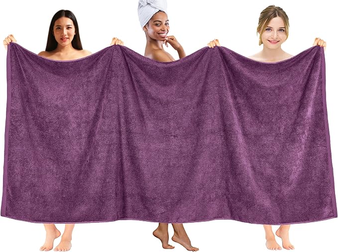 DAN RIVER Pack of 1 Bath Sheet 40x80 Inches, Oversized Quick Dry Towel, Soft Luxury Towels for Bathroom - Purple Passion