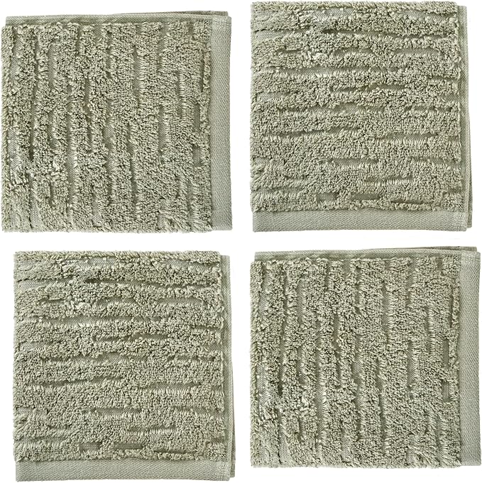 SKL Home CloudSoft Cotton Luxury 4-Piece Washcloth Set, Sage