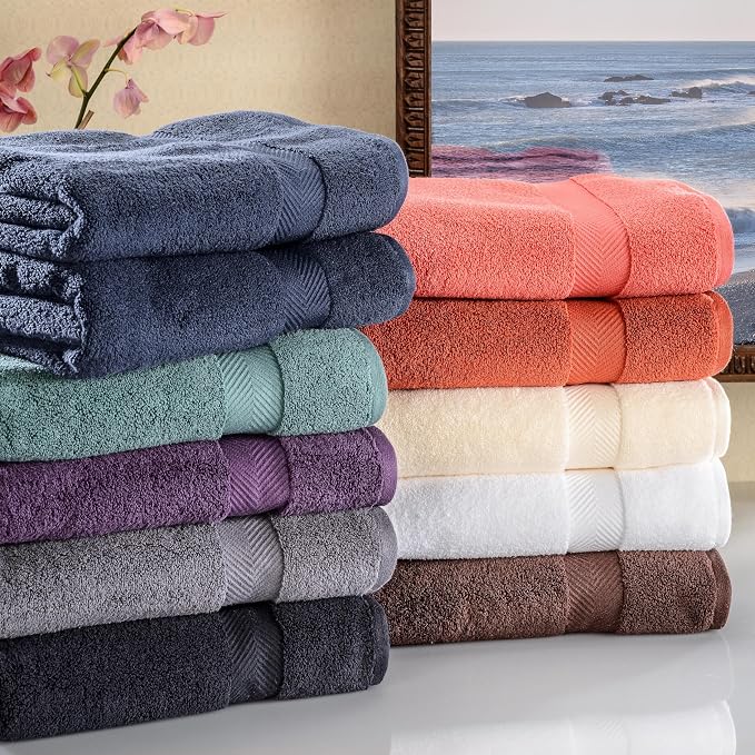 Superior Zero Twist 100% Cotton Bath Towels, Super Soft, Fluffy and Absorbent, Premium Quality Oversized Bath Towel Set of 2, Ivory