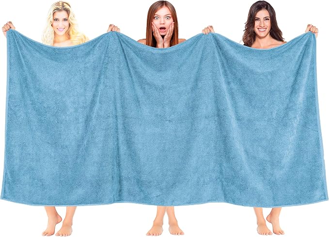100% Cotton Oversized 40x80 Bath Sheet, Turkish Bath Towels for Bathroom Extra Large, Baby Blue Bath Sheet