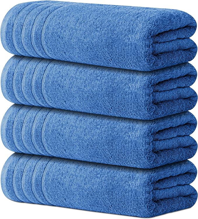 Avalon Towels Bath Towels Set of 4, Size 30 x 60 Inches - 60% Cotton, 40% Viscose Made from Bamboo, Soft and Absorbent, Quick Drying, Lightweight, Perfect for Daily Use