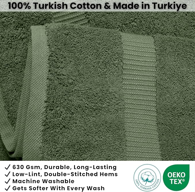 SALBAKOS 2-Piece 100% Turkish Cotton Extra Large Bath Towel 35x70 inch | Premium Hotel Quality Bath Sheet Towels | Thick, Soft, Absorbent, Oversized Bath & Beach Towels (Green, 2 Bath Sheets)