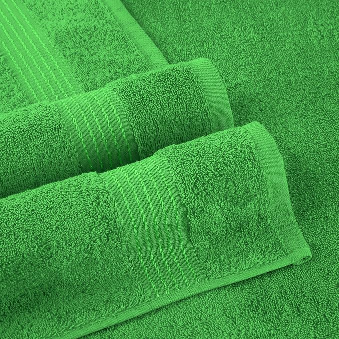 Elegant Comfort Premium Turkish Cotton 6 Pack Washcloths Set - 13 x 13 inch, Luxurious Hotel Spa Quality 100% Turkish Cotton 6PC Washcloth Set - Highly Absorbent - Soft Bathroom Towels, Emerald Green