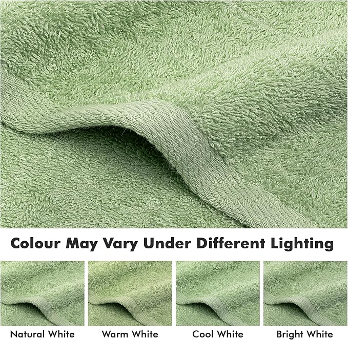 100% Ring Spun Cotton Hand Towels for Bathroom – 550 GSM Soft & Absorbent Towel Set– Pack of 6 Small Towel (34x20in) – Quick Dry Luxury Cotton Hand Towels – Light Green