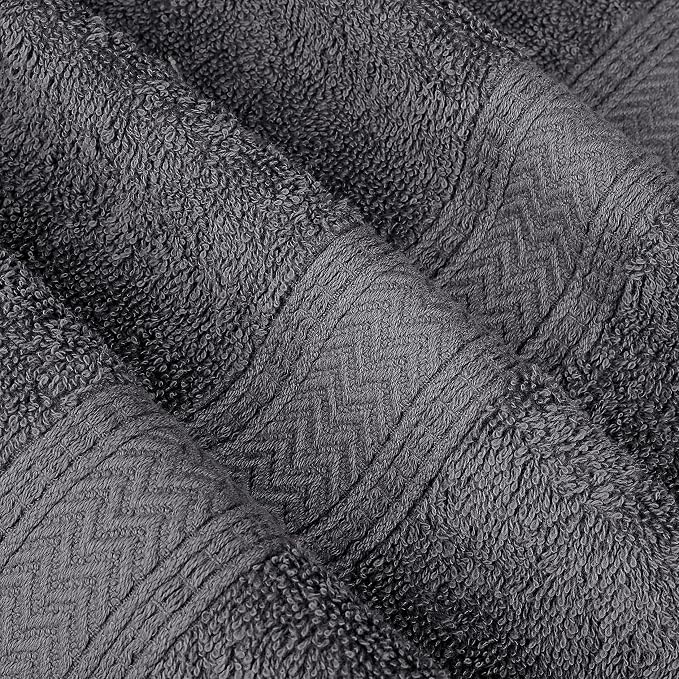 Hillfair 24 Piece Bath Towel Set - 100% Cotton - 2 XXL, 4 Bath, 6 Hand, 4 Fingertip, 8 Washcloths: Platinum